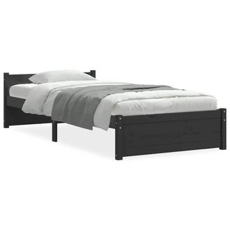 Berkfield Home Bed Frame Black Solid Wood 90x200 cm