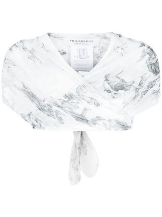 Philosophy di Lorenzo Serafini graphic-print crop top - White