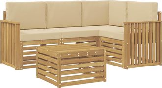 vidaXL Conjunto De Sof&aacute;s De Exterior 5 Uds. Y Beige Poli&eacute;ster Vidaxl