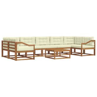 vidaXL Conjunto De Sof&aacute;s De Exterior Con Coj&iacute;n 8 Pcs Natural Y Crema Vidaxl
