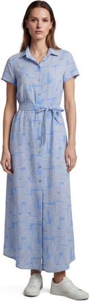 Lords of Harlech Inter Twine Womens Linen Shirt Dress in Inter Twine Blue at Nordstrom, Size Xx-Large