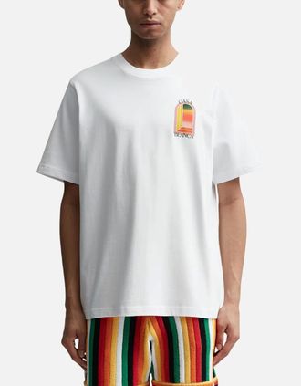 Casablanca Mens CASABLANCA Mens T Shirts Shorts Sleeve Crew Neck Gradient Arch Logo Cotton Tops - White - Size: 38