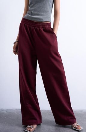 Topshop Straight Leg Sweatpants in Burgundy at Nordstrom, Size Medium