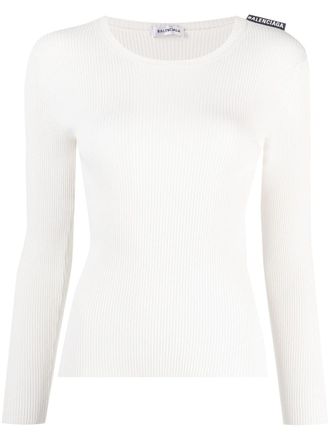 Balenciaga ribbed knit long-sleeved top - White