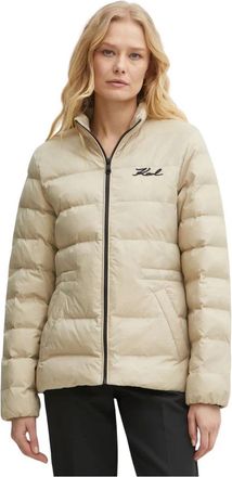 Karl Lagerfeld Lichtgewicht Pufferjack - Dames - Winterjassen - Beige - S - Leer - Jassen