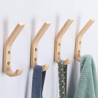 No Brand Perchero Grande De Madera (juego De 4 Piezas) - Ganchos De Nogal Cepillado - Capacidad De Carga De 10 Kg - Apto Para Cocinas, Dormitorios Y Ba&ntilde;os