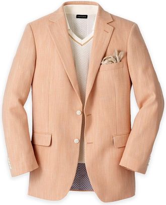 Paul Fredrick Cotton Blend Herringbone Single Breasted Notch Lapel Sport Coat in Melon at Nordstrom, Size 48
