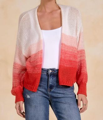 Elan Agape Love Sweater Top In Red Ombre