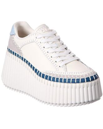 Chlo&eacute; Nama Leather & Suede Wedge Sneaker