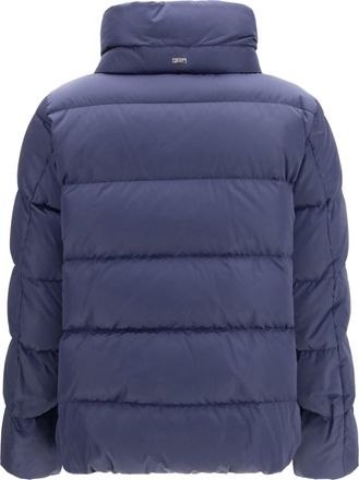 Herno Womens Satin Down Jacket New Blu Polyester Coat