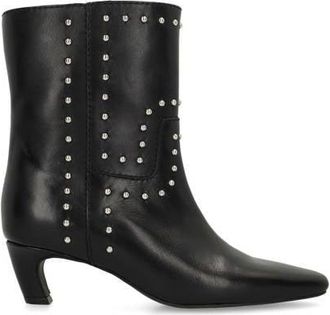 Sacha leren enkellaarzen met studs zwart