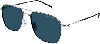 Montblanc MB0417SA Asian Fit 004 Mens Sunglasses Silver Size 60