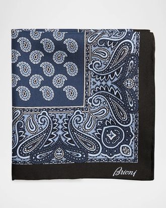 Brioni Men & apos;s Paisley Silk Pocket Square