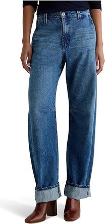 AG - Adriano Goldschmied Mercer High Rise Cuffed Barrel Jean In Nouveau Womens Jeans Nouveau : 32 28.5, Cotton/Denim