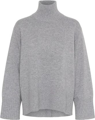 Inwear Zachte Gebreide Hoge Hals Graniet Melange - Dames - Coltruien - Grijs - XL - Truien & Vesten