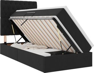 vidaXL Bed with Mattress with LED Black 90 x 200 cm Velvet vidaXL