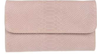 Girly HandBags Womens Snake Print Suede Clutch Bag Italian Leather (Light Pink)