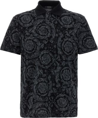 Versace Gray Cotton Polo Mens Shirt