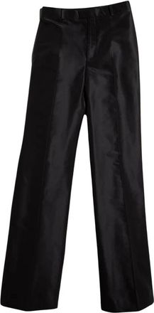 Gucci Fine Silk Faille Pants - Dames - Straight fit broeken - Zwart - M - Broeken