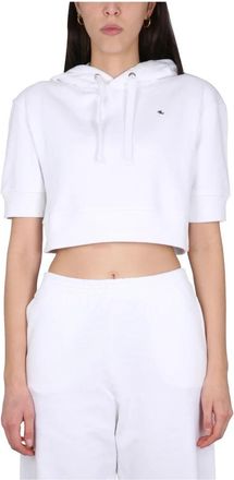 Raf Simons Short-sleeve Cropped Hoodie - Dames - Hoodies - Wit - M - Katoen - Hoodies & sweatvesten