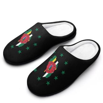Generic Dominica Flag Funny Mens Slippers Cotton Warm House Shoes Memory Foam Sandals Print Size 7-14