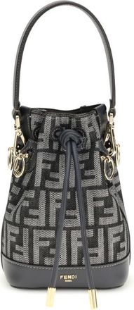 Fendi Mon Tresor Denim-Effect Ff Jacquard Mini Bucket Bag