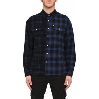 Purple Dual Logo Plaid Long Sleeve Button-Up Shirt in Blue at Nordstrom, Size Medium