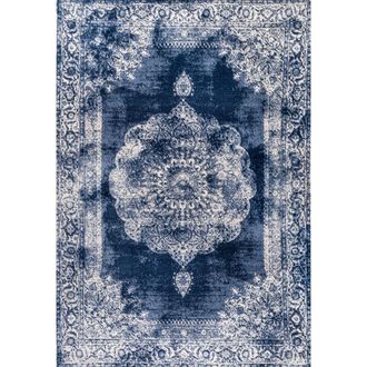 Jonathan Y Designs Rosalia Cottage Medallion Area Rug in Navy/ivory at Nordstrom, Size 5Ft 0In X 8Ft 0In
