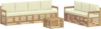 vidaXL Juegos De Sof&aacute;s 8 Uds. Blanco Y Crema Poli&eacute;ster Vidaxl