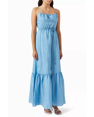 Alice & Olivia Jayda Tie-Waist Tiered Dress In Blue