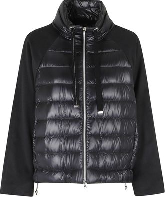 Herno Black High Neck Drawstring Double-Slider Zip Polyester Down Jacket