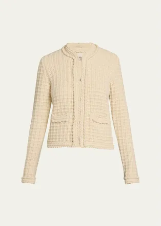 Isabel Marant Hortense Windowpane Knit Collarless Jacket