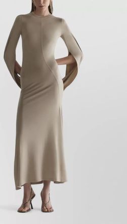 MUGLER fitted maxi dress round neckline design