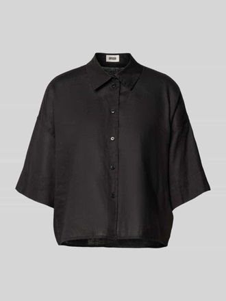 Drykorn Relaxed Fit Leinenbluse mit &uuml;berschnittenen Schultern in Black, Gr&ouml;&szlig;e 36