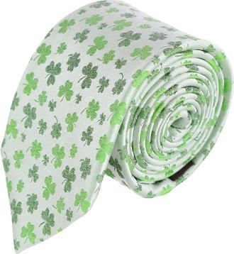 Trafalgar Store White Shamrock Novelty Silk Necktie at Nordstrom