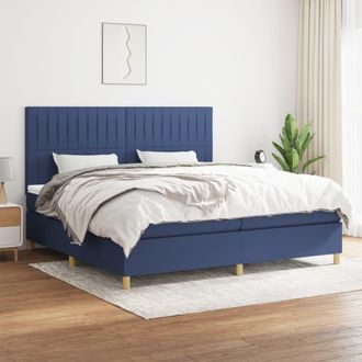 vidaXL Vidaxl - Cama Box Spring Con Colch&oacute;n Tela Azul 200x200 Cm