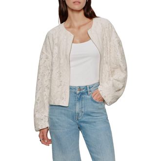 Sanctuary Leila Lace Bomber Jacket in Collagen White at Nordstrom, Size Xx-Large