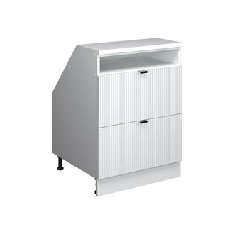 Vicco Armario De Cocina Para Techo Inclinado R-line, Ondulaci&oacute;n Blanca, 60 Cm Con 2 Cajones, Carcasa 60 Cm De Profundidad, Vicco