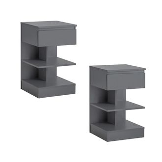 SoBuy Set De 2 Mesitas De Noche Con 1 Caj&oacute;n Y 2 Estantes Mesa Auxiliar Para Sal&oacute;n Comedor 39 X 39 X 65 Cm Fbt49-hgx2 Sobuy Es