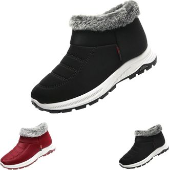 Generic Winter Snow Boots for Women Non Slip Waterproof Slip On Booties Warm Fur Lined Orthopedic Shoes Casual Comfy Ankle Shoes with Arch Support Lightweight