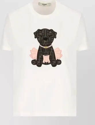 Fendi itina charm crew neck dog motif t-shirt
