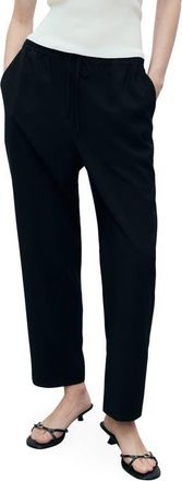 Mango Flowy Drawstring Pants in Black at Nordstrom, Size X-Large