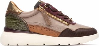 Carmela Womens Leather Casual Slip On Sneakers In Burgundy/ Multicolor