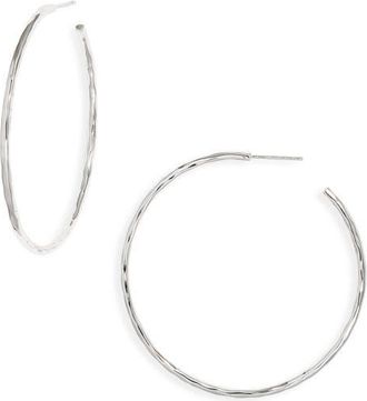 Nest Skinny Hammered Hoop Earrings in Silver at Nordstrom