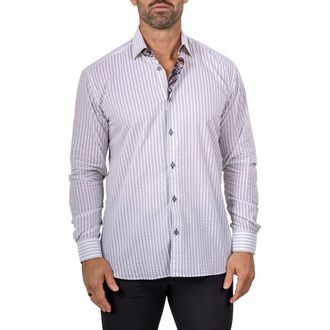 Maceoo Fibonacci Marthy Contemporary Fit Button-Up Shirt in Grey at Nordstrom, Size 5
