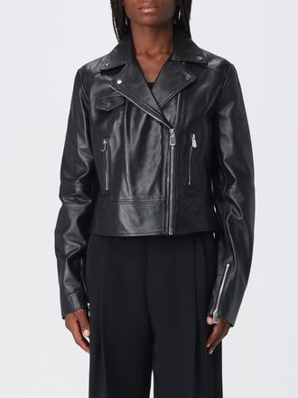 Pinko New Sensibile Cropped Lamb Nappa Biker Jacket with Asymmetric Zip