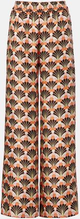 La DoubleJ Pantaloni a palazzo in seta con stampa