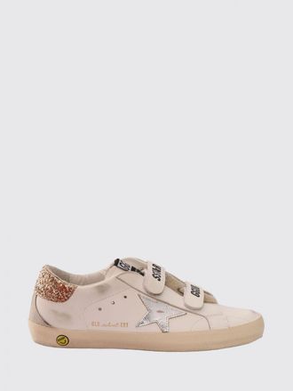 Golden Goose Old School Leather and Glitter Fabric Sneakers for Kids with Velcro Closure