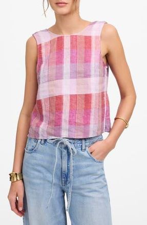 Madewell Plaid Tie Back Linen Tank Top in Pink Plaid at Nordstrom Rack, Size 10