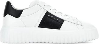 Hogan White Black Leather Sneakers